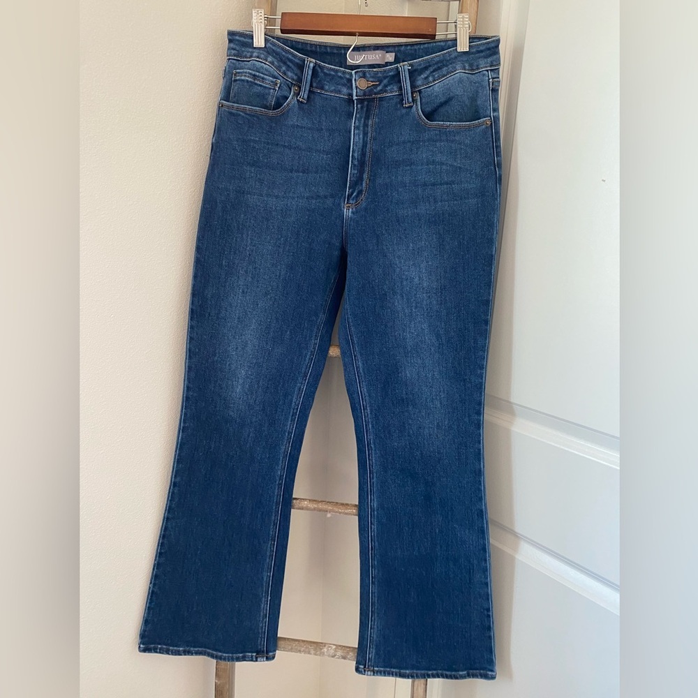 NWOT - Just USA Blue Flare Wide Leg Jeans with Stretch - Size 12 - Picture 4 of 9